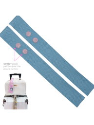 Baby Blue with Pink Button Luggage Tag