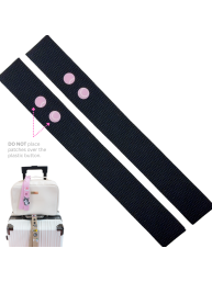 Black with Pink Button Luggage Tag