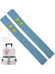 Light Blue with Yellow Button Luggage Tag