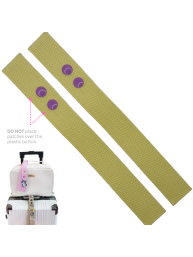 Yellow with Purple Button Luggage Tag